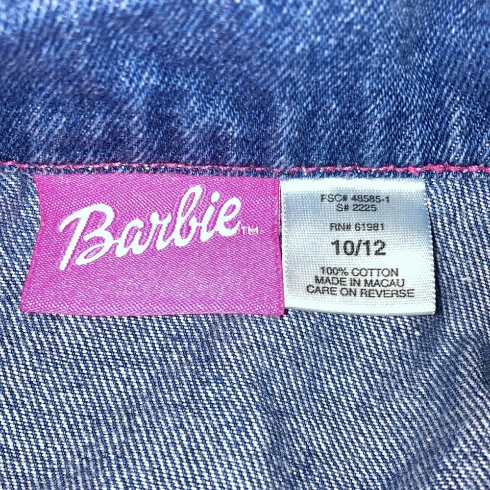 Vintage Girl’s Y2K Barbie denim jean jacket Embroidered Rhinestones 10-12 New